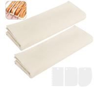 VEPEPE 2PCS Bread Bakers Cloth, Baquette Linen Proofing with Scraper, Accessories for Loaf Dough 45 x 75cm/17.72 × 29.53 inch & 36 x 48cm/14.17 × 18.90 inch for Baking