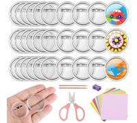 VEPEPE 30 Pcs Badge Making Kit for Kids, Make Your Own Badges with Clear 3.8 cm Acrylic Badges, 100 Colorful Papers & 2 Pencils, Scissors, Pencil Sharpener, DIY Craft Activities & Party Bag Fillers