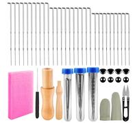VEPEPE 30 Pcs Needle Felting Kit, Includes 3 Sizes of Felting Needles with Wooden Handles, Foam Pads, Finger Rests, Black Bean Eyes, Decorative Noses, and Scissors for Wool Craft Animal DIY