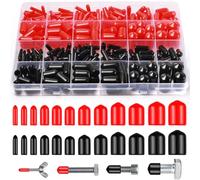 VEPEPE 300 Pcs Red Black Rubber End Caps, Silicone End Caps Bolt Covers 12mm 10mm 9mm 8mm 7mm 6mm 5mm 4mm 3.5mm 3mm 2.5mm 2mm, PVC Screw Plastic End Caps, Screw Rubber Caps for Metal Tube Rod Bolt