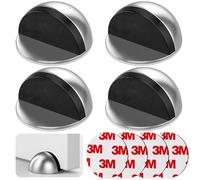VEPEPE 4 Pcs Half Moon Self Adhesive Door Stop, Polished Oval Door Stoppers for Floor, Stainless Steel Silver Floor Stopper, Self Adhesive Stopper for Home, Office, Bathroom Wall Protect