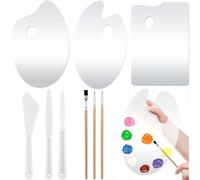VEPEPE 9 PCS Clear Acrylic Artist Palette, Easy Clean Transparent Acrylic Paint Palette 30 x 20 cm with Plastic Knife, Premium Clear Non-Stick Oil Painting for DIY Art Craft Painting