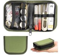 VEPKOIT Military Survival Sewing Kit, Portable Sewing Kit with Buttons for Men or Women, Small Repair Tools with Zipper Closure in Durable Nylon Case for Travel Field Emergency (Army Green)