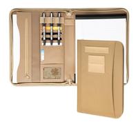 VEPKOIT Military Zippered Padfolio and Tactical Notebook Cover with Legal Pad for A4 Folder, Large OCP Binder Planner for Men and Women - Army Leaders Book Organizer(Coyote)