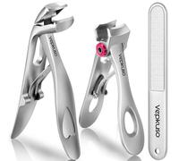 Vepkuso Nail Clippers for Seniors, Wide Jaw Fingernail Clippers and Angled Head Toenail Clippers for Thick Nail, Stainless Steel Professional Nail Cutter with File for Men, Women&Pregnant,Sliver