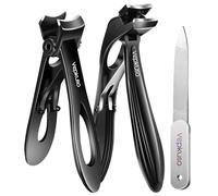 Vepkuso Toenail Clippers & Nail Clippers Set for Seniors - Heavy-Duty Long Handled Toenail Clippers for Thick Toenails, Men & Women | Hygienic Manicure Set with Nail Catcher & File (Black(AB))
