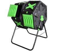 Vepnby Dual Chamber Compost Bin Rotating, Compost Tumbler, Eco-friendly Materials, Compost Bin Garden For Garden, Lawn, Orchard(140L)