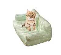 Vepnby Fluffy Dog Bed Sofa, Silent Night Dog Bed with Headrest, Pearl Cotton Filling, Soft Plush Non-slip Pet Bed for Small/Medium Cats and Dogs(Green,XL)