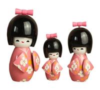 vepoty 3pcs Colored Japanese Dolls Wooden Kokeshi Dolls Small Kimono Figurines for Office Home Party Table Decoration