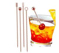 vepoty 4pcs Cocktail Picks Stainless Steel Toothpicks Fruit Sticks Martini Olive Skewers Reusable Metal Drinks Skewers Garnish Sticks