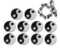 vepoty 8mm Tai Bagua Shell Beads Charm Pendant Black White Round Gossip Yin Yang Beads for Jewelry Making Diy Hairpin Gift