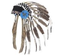vepoty American Headwear Medium Feather Headdress Indian Style Headdress for Carnival Party Cosplay Props Hair Accessories