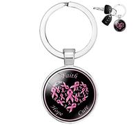 vepoty Breast Cancer Awareness Keychain Pink Ribbon Key Ring Pendant Breast Cancer Survivor Hope Gifts for Women Girls