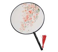 vepoty Hand Fan Vintage Printed Round Fan Classic Paddle Hand Fan Chinese Ancient Hand Fan for Wedding Party Dance Accessories