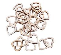 vepoty Hollow Heart Shape Wood Craft 100pcs 30mm Heart Shaped Wooden Embellishments Unfinished Wood Cutout for DIY Crafts