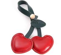 vepoty Leather Fruit Key Chain Cute Cherry Bag Charm Portable Car Keychain Small Key Keeper Key Ring Pendant Accessories