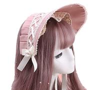 vepoty Lolita Lace Bows Bonnet Hat Tea Party Costume Cap Lovely Cosplay Headwear Clothing Accessories for Girls