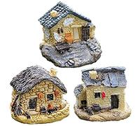 vepoty Mini Houses 3pcs Tiny Fairy Cottage Houses Miniature Village Stone Houses Figurines for Diy Dollhouse Ornaments Accessories