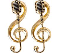 vepoty Music Note Enamel Pin Fashionable Microphone Music Brooch Durable Metal Lapel Pin Creative Jacket Backpack Badge