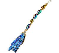 vepoty Natural Crystal Tourmaline Broom Colorful Decorative Witch Broom Diy Handmade Broom Ornament for Home Decoration