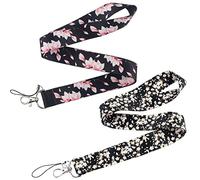 vepoty Neck Lanyard Strap Cherry Blossoms Lanyard Detachable Office Lanyard for Key Chain Phone Id Badge Card Holder