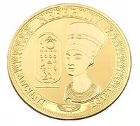 vepoty Retro Commemorative Coin Egypt Queen Nefertiti Pyramid Souvenir Coin Challenge Collectible Coin for Home Decoration