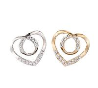 vepoty Rhinestone Scarf Buckle 2pcs Heart Shape Wrap Shawl Ring Neckerchief Clamp Clasp for Women Girls