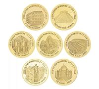 vepoty Souvenir Coin 7pcs Seven Wonders of the World Commemorative Coin Silver Plated Commemorative Coin for Collection