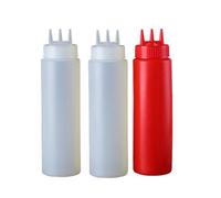 Vepoty Squeeze Bottle 3pcs 3 Hole Condiment Bottles for Ketchup Mustard Salad Dressing Seasoning Squeezer Kitchen Accessories