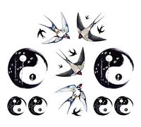 vepoty Temporary Tattoos 4sheets Waterproof Fake Tattoos Stickers Yin Yang Gossip Tattoo for Adult Men Women