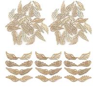 vepoty Wood Slices Angel Wings Cutouts Craft 40pcs Hollow Out Wooden Embellishments for Arts Crafts DIY Decoration