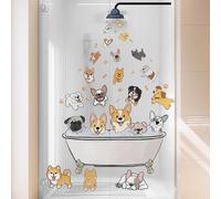 VePret Cute Dogs Wall Decals Peel and Stick, Large Cartoon Bathtub Bone Wall Stickers & Murals, Removable Home Decor Art for Bedroom Living Room Classroom Office