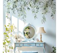 VePret Green Plants Leaves Wall Decals Peel and Stick, Large Floral Flower Leaf Vinyl Wall Stickers, Removable Vine Home Decor Art for Bedroom Living Room Classroom Office