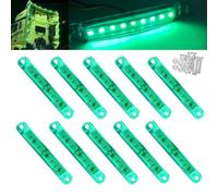 VEQENMOT 10PCS Green LED Side Marker Lights - 12-24V 9-LED Waterproof