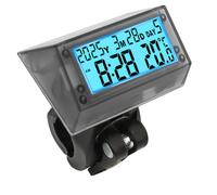 VEQENMOT Solar Powered LCD Clock - WaterProof ShockProof Car Multifunctional Digital Clock with Time, Date, Week, Temperature,Handle Bracket For for Car Motorcycle Bicycle Blue Light