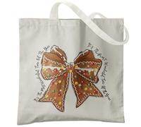 Veqzc Christmas Tote Bag, Gingerbread Bow Christmas Canvas Tote Bag for Women, Its the Most Wonderful Time of the Year Christmas Tote Bag, Christmas Reusable Grocery Bags Shopping Bags, White, One