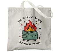 Veqzc Dumpster Fire Gifts Tote Bag, Funny Sarcastic Office Work Humor Gifts for Coworkers, This Little Light of Mine Dumpster Fire Cute Canvas Tote Bags for Women, Reusable Grocery Shopping Bag-02