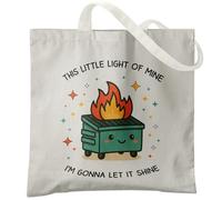Veqzc Dumpster Fire Gifts Tote Bag, Funny Sarcastic Office Work Humor Gifts for Coworkers, This Little Light of Mine Dumpster Fire Cute Canvas Tote Bags for Women, Reusable Grocery Shopping Bag-06