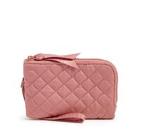 Vera Bradley Cotton Double Zip Id Case Wallet with RFID Protection, Terra Cotta Rose - Recycled Cotton, One Size