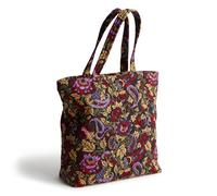 Vera Bradley Premium Cotton Clermont Travel Tote, Midnight Garden Paisley, One Size