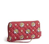 Vera Bradley Premium Cotton Front Zip Wristlet with RFID Protection, Maroon Red and Yellow Bandana Paisley, Maroon Red and Yellow Bandana Paisley