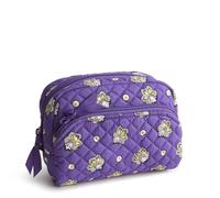 Vera Bradley Premium Cotton Medium Cosmetic Makeup Bag, Purple and Gold Bandana Paisley, Purple and Gold Bandana Paisley