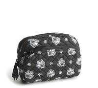 Vera Bradley Premium Cotton Medium Cosmetic Makeup Bag, Silver and Black Bandana Paisley, Silver and Black Bandana Paisley