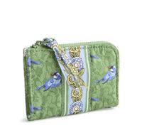 Vera Bradley Premium Cotton Zip Card Pouch, Green Birds