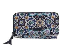 Vera Bradley RFID Accordion Wallet Wristlet in Cotton, Lisbon Medallion Cool