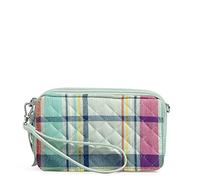 Vera Bradley Women's All in One Crossbody Purse with RFID Protection, Pastel Plaid-Recycled Cotton, Size