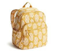 Vera Bradley Women's Bancroft Backpack-Premium Cotton Bookbag, Iconic Paisley Sunflower, One Size