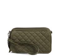 Vera Bradley Women's Cotton All in One Crossbody Purse with RFID Protection, Climbing Ivy Green - Recycled Cotton, One Size