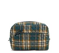 Vera Bradley Women's Cotton Large Cosmetic Makeup Organizer Bag, Orchard Plaid, One Size