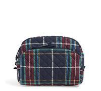 Vera Bradley Women's Cotton Medium Cosmetic Makeup Organizer Bag, Tartan Plaid - Recycled Cotton, One Size